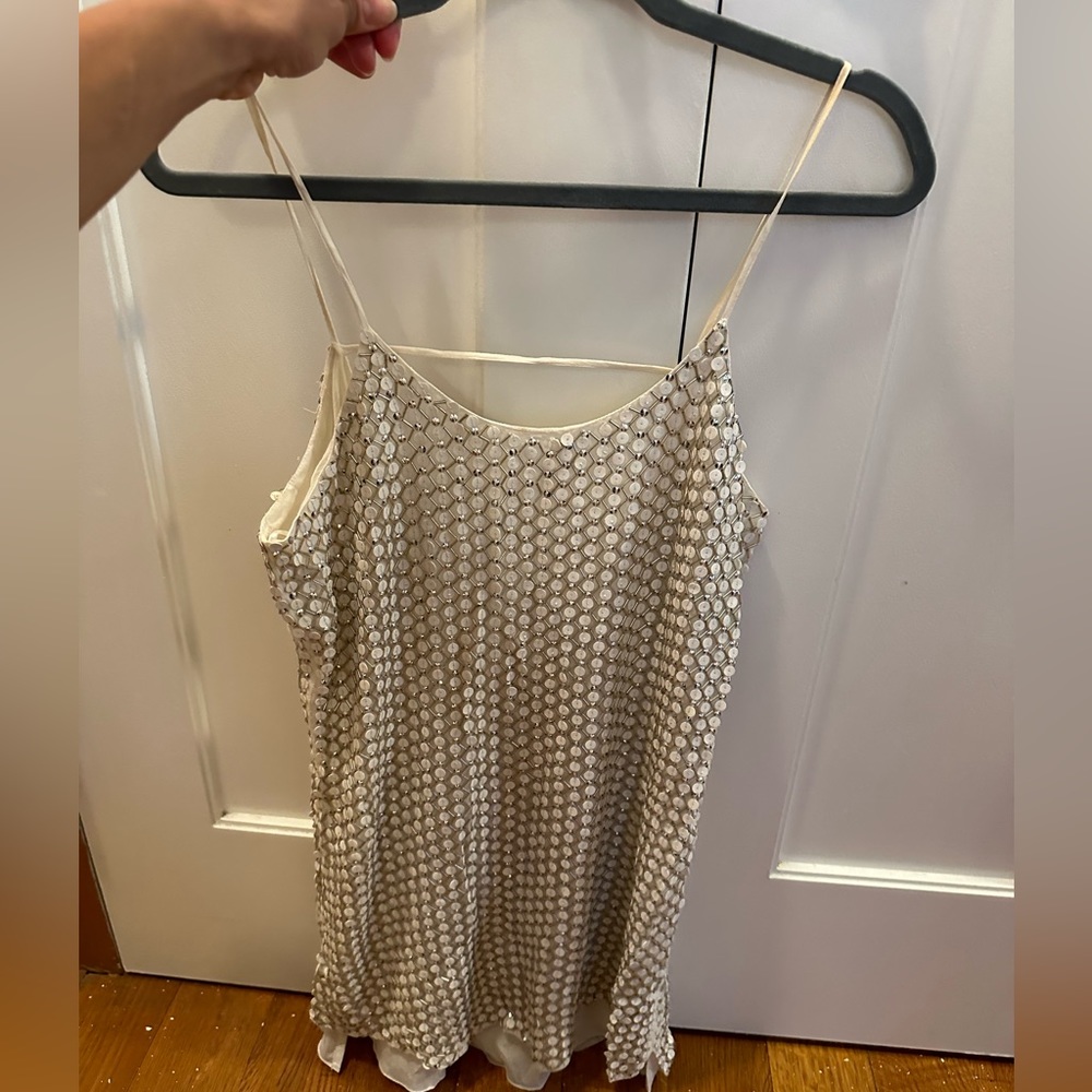 Parker mini sequein dress in white and gold